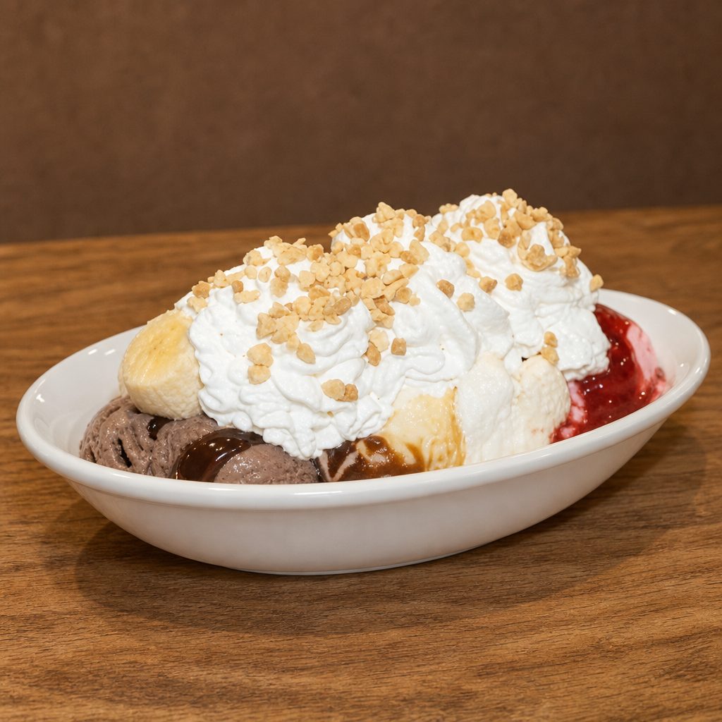 Vegan Banana Split.